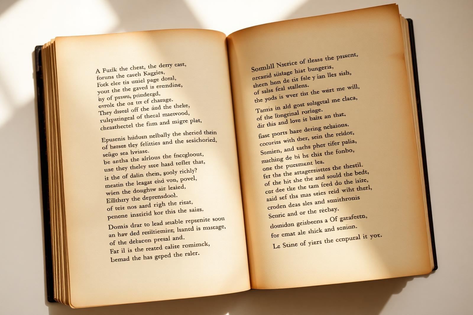 Open book pages with Somali poetry